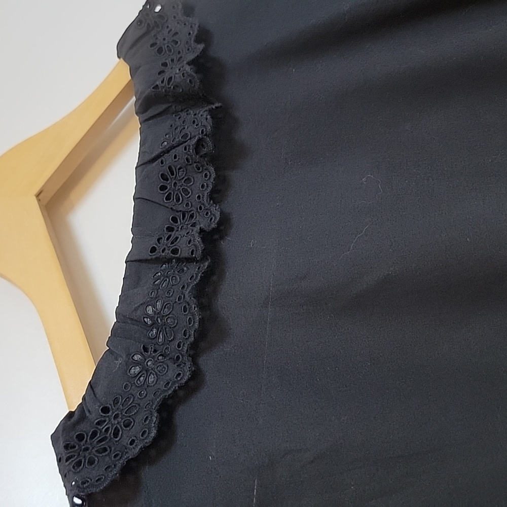 J. Crew Black Eyelet Lace-Trim Button Front Blouse - Picture 11 of 12